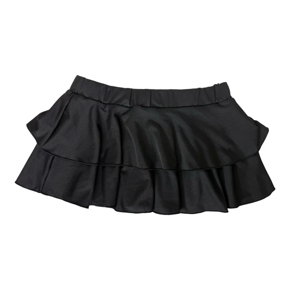 Avidlove Black Tiered Mini Pull On Skirt Women's M